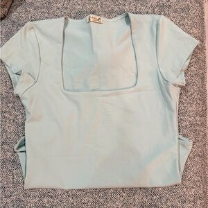 Free People Light Blue Square Neck Bodysuit size Women’s Small